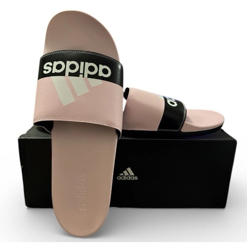 NIB Adidas Adilette Comfort Men Size 18 Pink White Original Adult Slides Sandals
